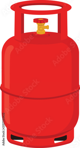 Obraz na plátně Red LPG Gas Cylinder Illustration Isolated on White Background.