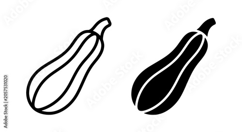 Foto Butternut Squash Vector Icons, Outline and Solid Fill, Autumn Harvest Vegetable