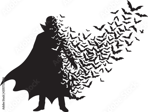 Tableau sur toile Vampire Transforming into Bats Silhouette Design