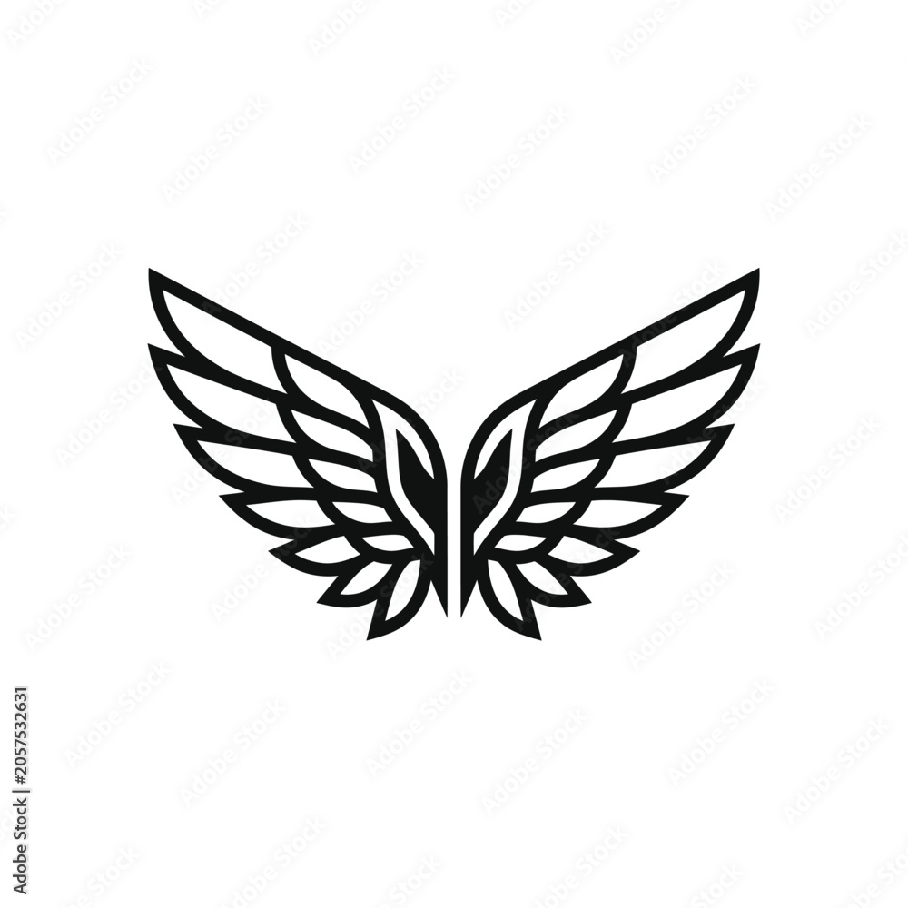 Obraz premium Black and white wing icon design.