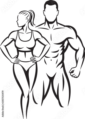 man and woman in athletic poses