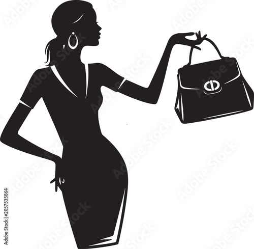 woman holding handbag in one hand