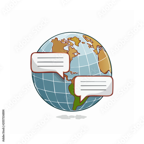 Flat design 3D globe with satellite and network