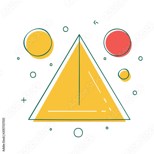 Flat design triangle with sun moon and plus symbol