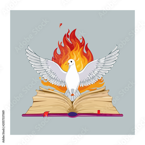 Phoenix illustration with flames and pyramid