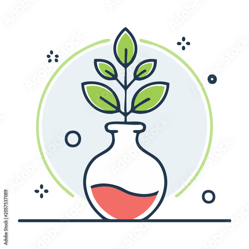 Plant in Vase Flat Design Vector Illustration