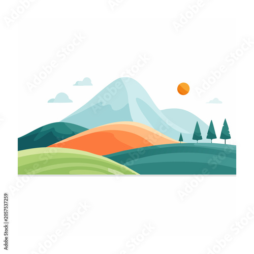 Flat design volcano eruption illustration