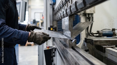 Worker bending sheet metal