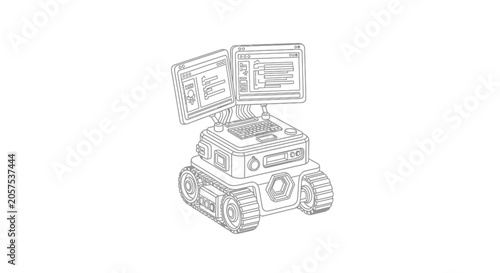 Mobile Robot with Dual Monitors and Keyboard Illustration