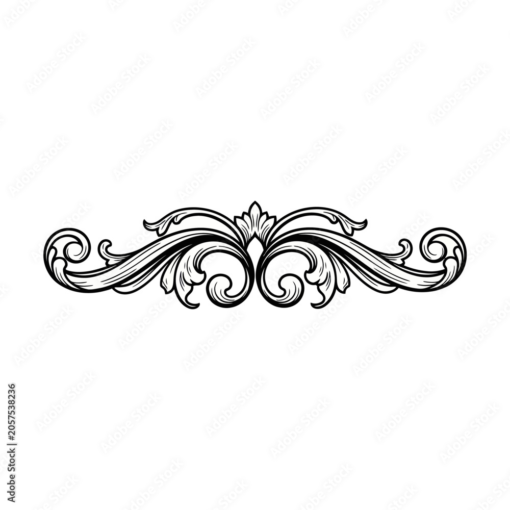 Fototapeta premium Ornate decorative design element illustration.