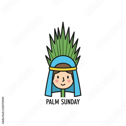 Palm Sunday Cartoon Character Face.