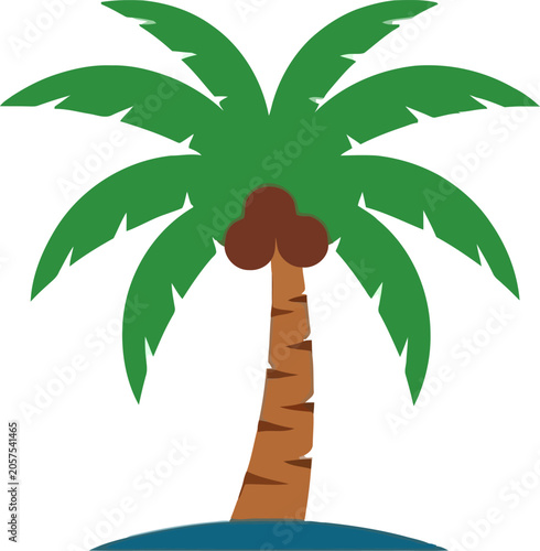 Palm tree with green leaves standing tall.