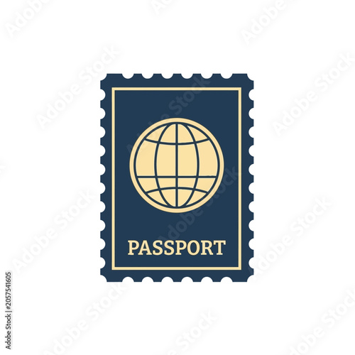 Passport stamp with globe symbol.