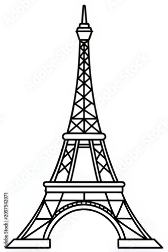 Elegant Eiffel Tower Landmark – Paris Architecture Coloring Page