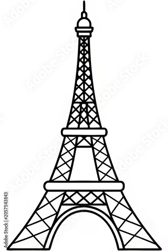 Classic Eiffel Tower Line Art – Intricate Paris Coloring Page Design