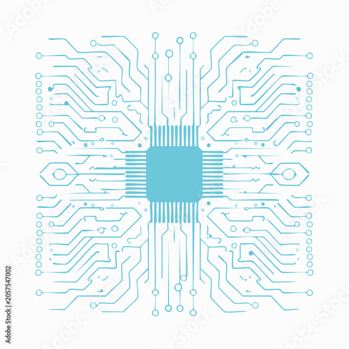 Abstract Circuit Board and Microchip Illustration