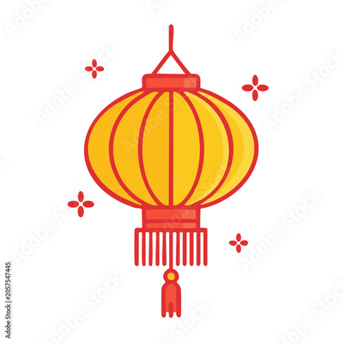Red and yellow hot air balloon vector illustration