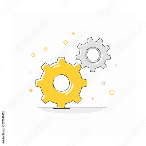 Yellow gear vector icon isolated