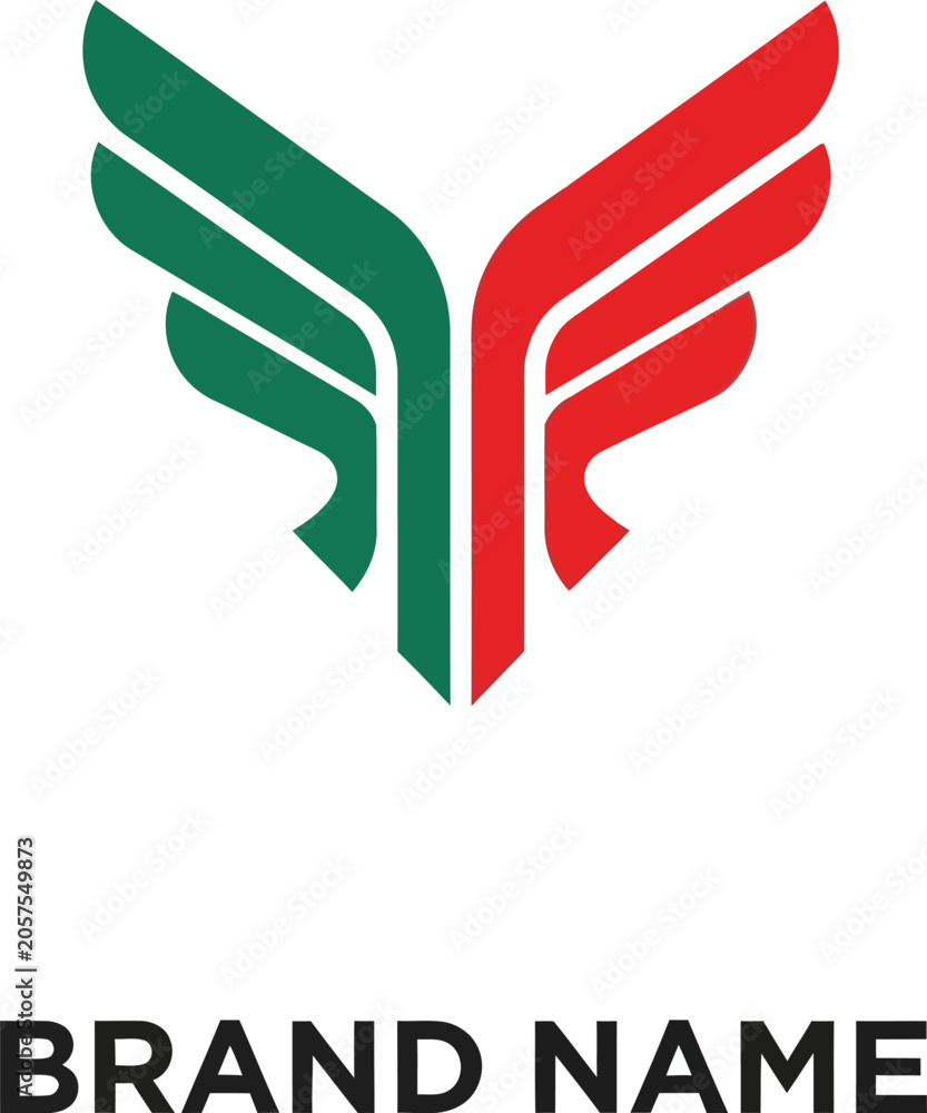 Fototapeta premium Red and green wing brand logo.