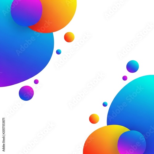 Colorful abstract bubbles on white background isolated on white background