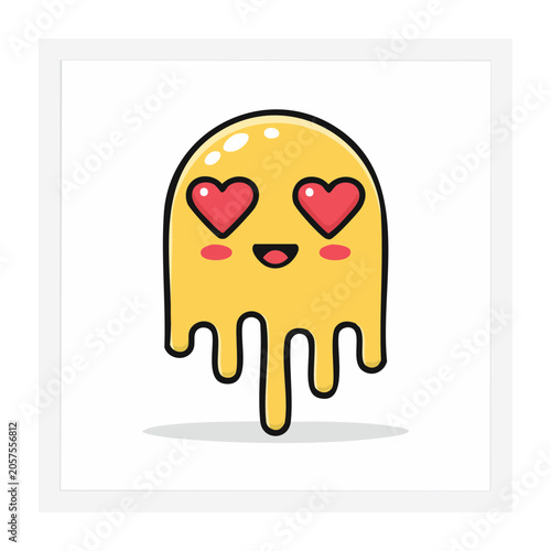 Yellow heart face icon with pink hearts