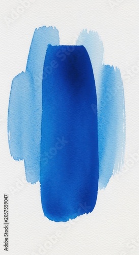 Abstract Blue Brush Strokes on White Background.