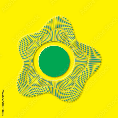 Abstract Green Yellow Embossed Wavy Sunburst Design