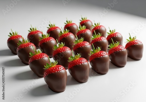 Gourmet Chocolate Covered Strawberries Arrangement Isolated on White Background