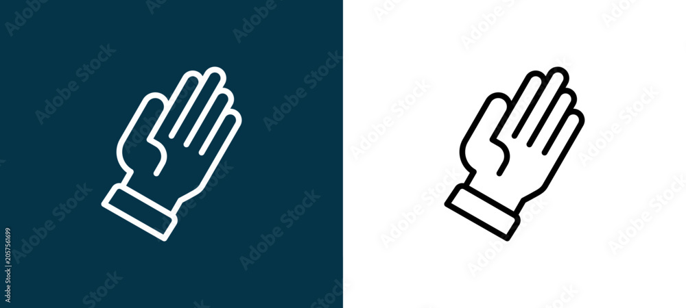 Obraz premium Two-tone line icon pair in black and white, editable stroke vector illustration for web, mobile apps, UI design, branding, and print from Hand Sign
