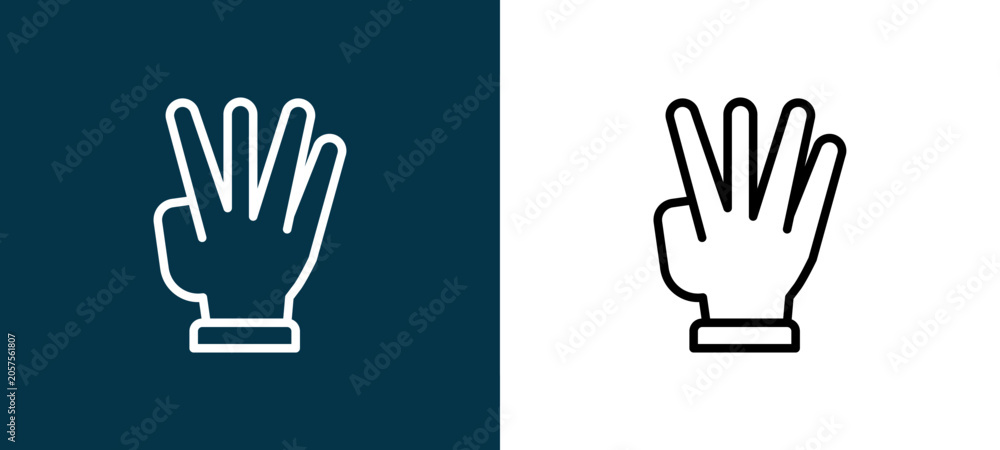 Obraz premium Two-tone line icon pair in black and white, editable stroke vector illustration for web, mobile apps, UI design, branding, and print from Hand Sign