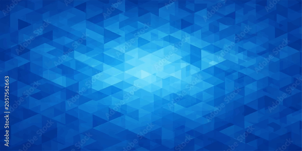 Obraz premium Abstract Blue Geometric Pattern: A vibrant and dynamic abstract pattern featuring a mosaic of interlocking blue triangles and geometric shapes.