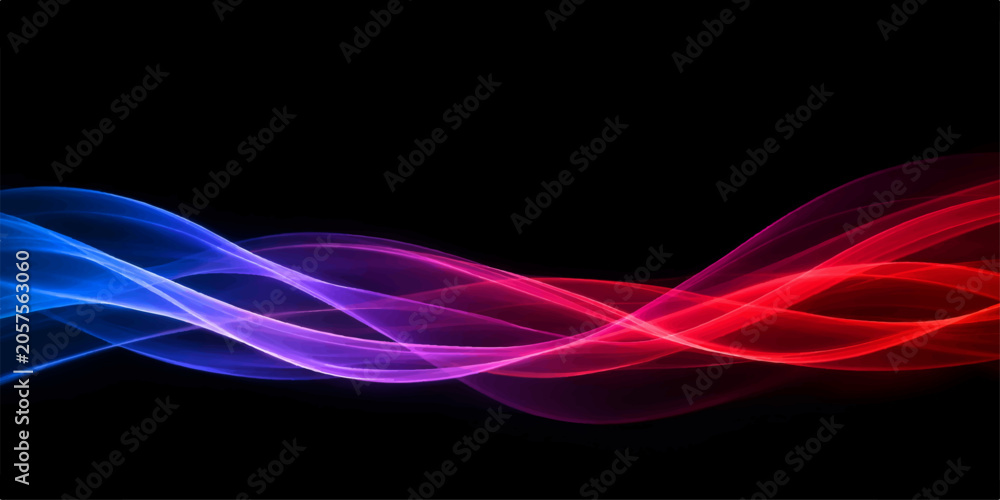 Fototapeta premium Neon Spectrum Wave Flow: Futuristic red and blue light ribbons with vibrant glowing energy motion