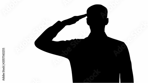 Tableau sur toile Man in uniform salutes flag with right hand on forehead