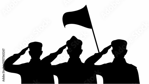 Soldiers saluting a flag in unison with pride