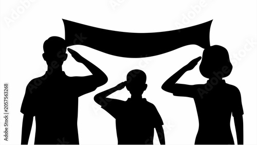 Fotografia Family saluting national flag in unity
