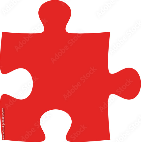 Red Puzzle Piece Shape Object.