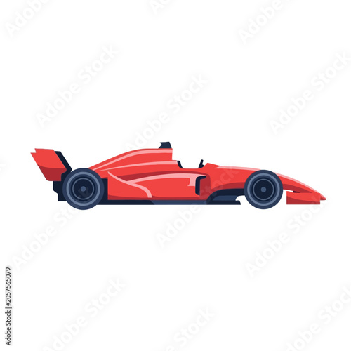 Red Racing Car Side View.