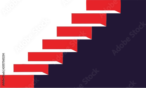 Red Staircase Steps Going Upwards.