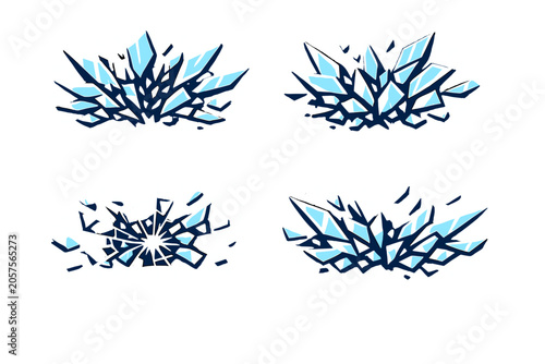 Photography Set of blue crystal shard explosion vector elements