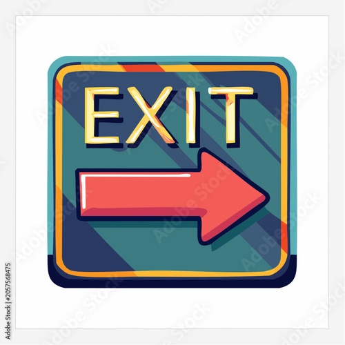 Stylized Exit Sign with Arrow