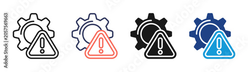 System Warning icon set multiple style collection