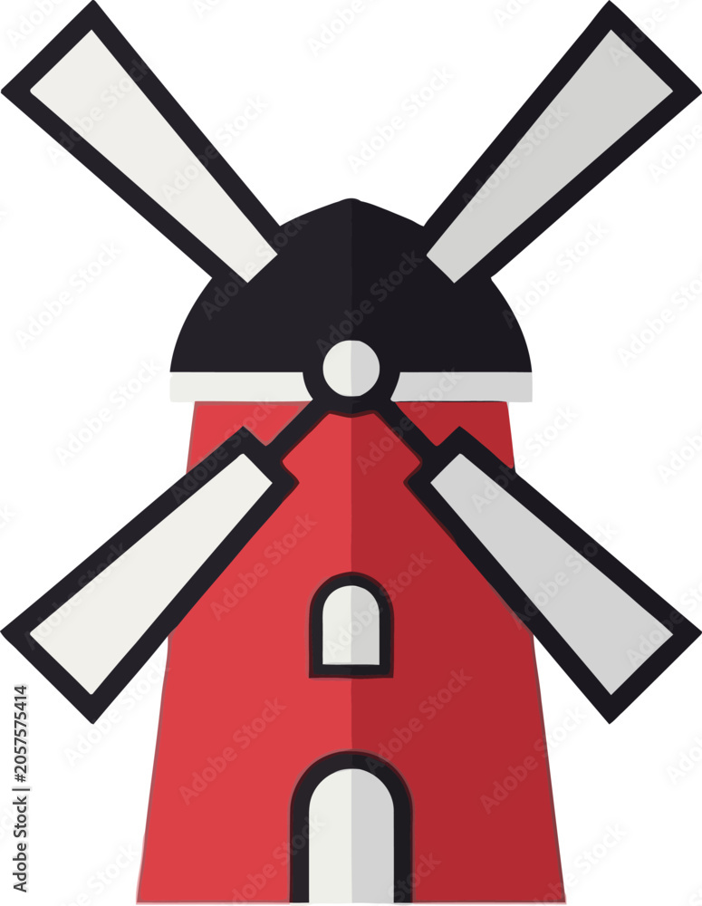 Foto Red Windmill Icon With Blades.