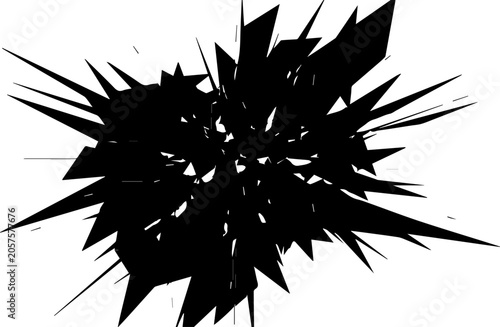 Abstract Black Graphic Shape Featuring Sharp Pointed Spikes and Geometric Fragmented Edges for Creative Design Projects