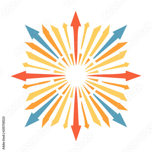 Flat design sunburst vector with rays