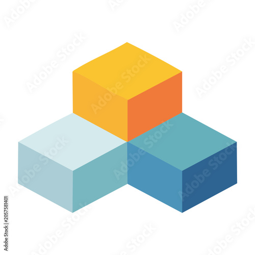 Stacked geometric cubes in flat design