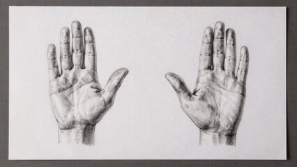 Hands shown white paper drawn black there border hands shown white paper. hands drawn black white. There black