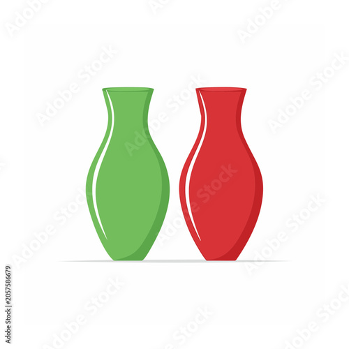 Flat design green and red bell peppers isolated