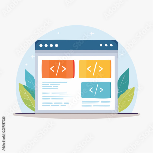 Web Development and Coding Interface Illustration