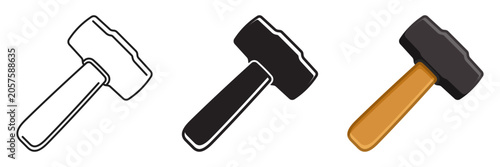 Schilderij op canvas Hammer icon set collection in flat style