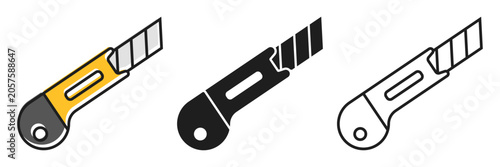 Bild auf Leinwand Stationery knife icon set collection in flat style